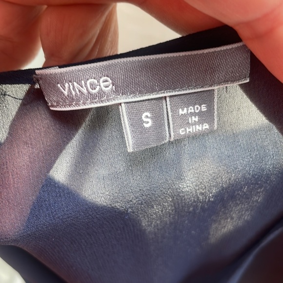 Vince silk and sheer blouse navy and black - Picture 3 of 3